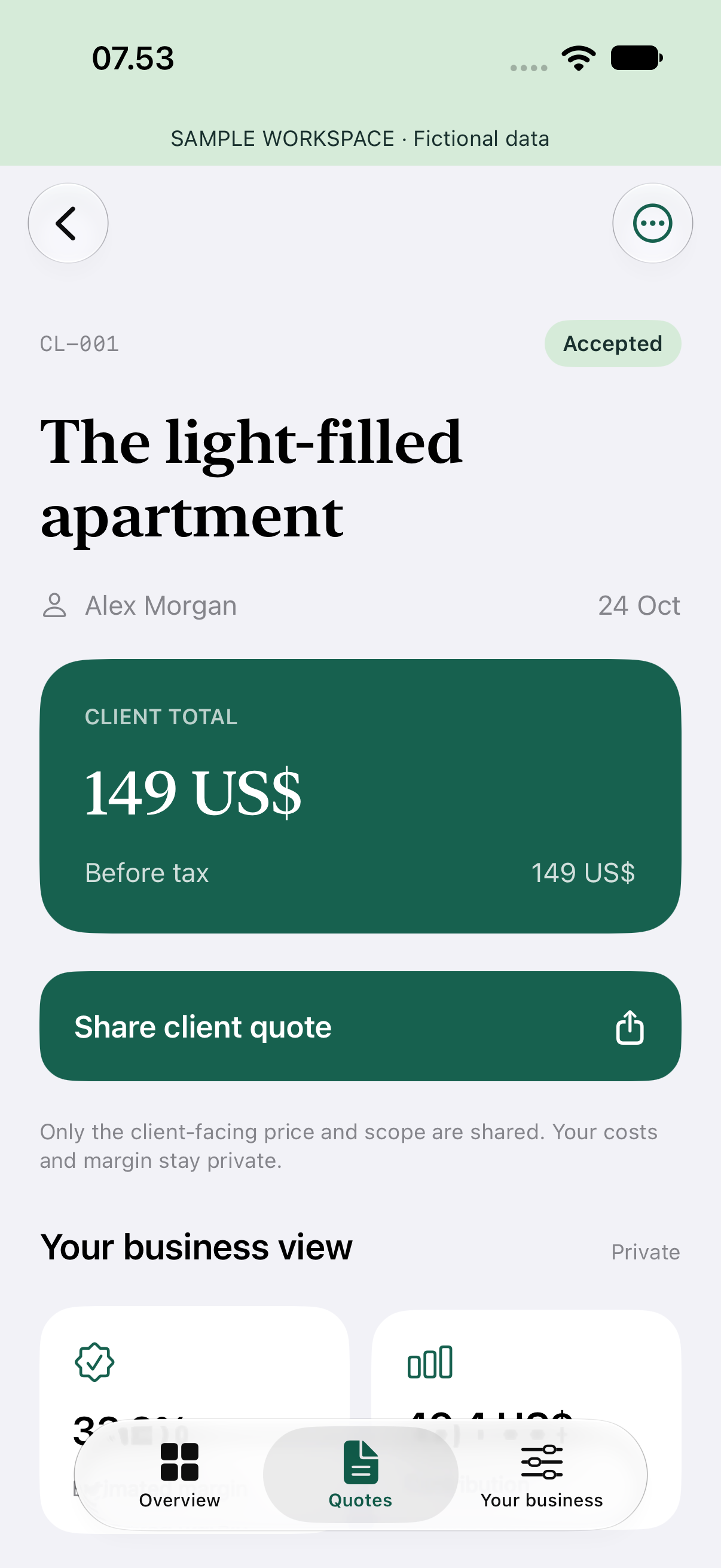A client quote