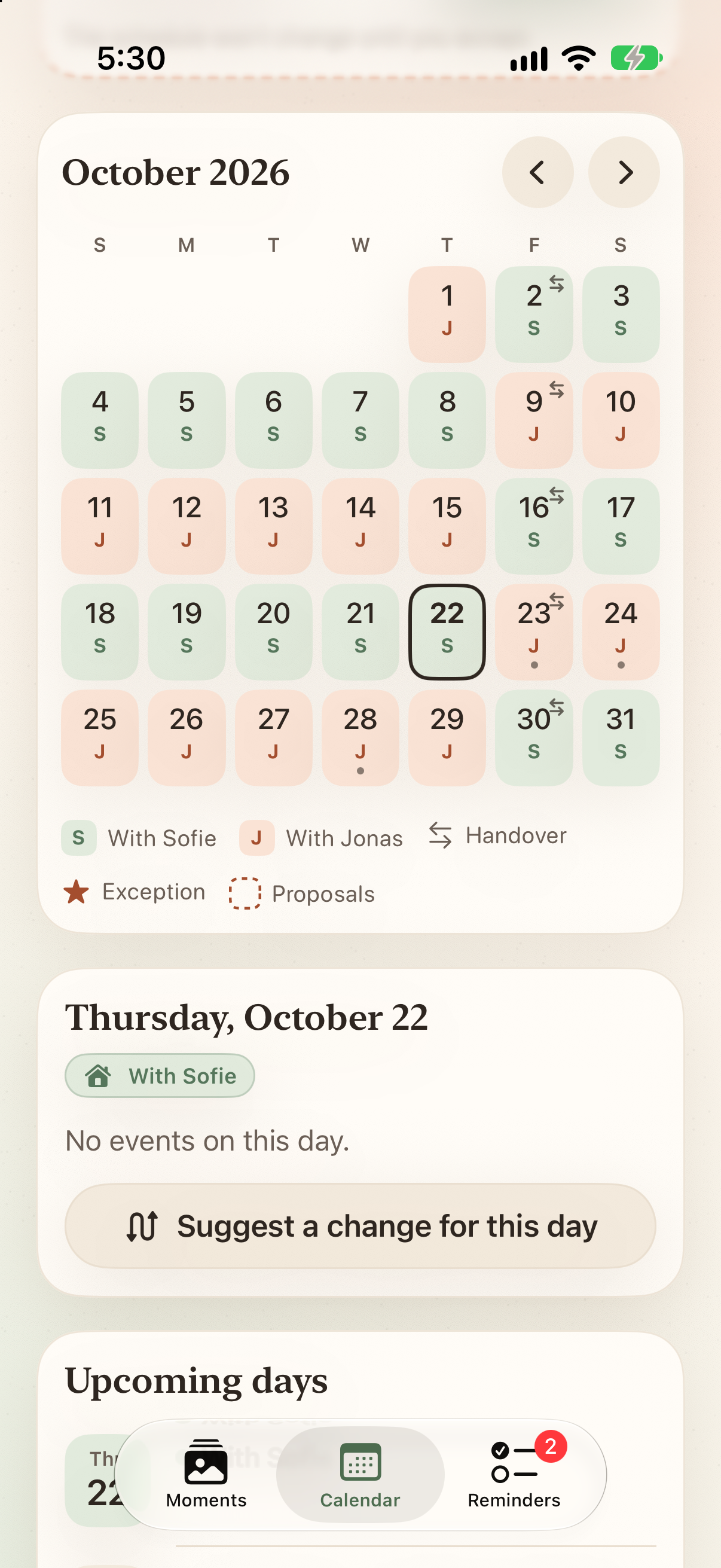 A shared calendar