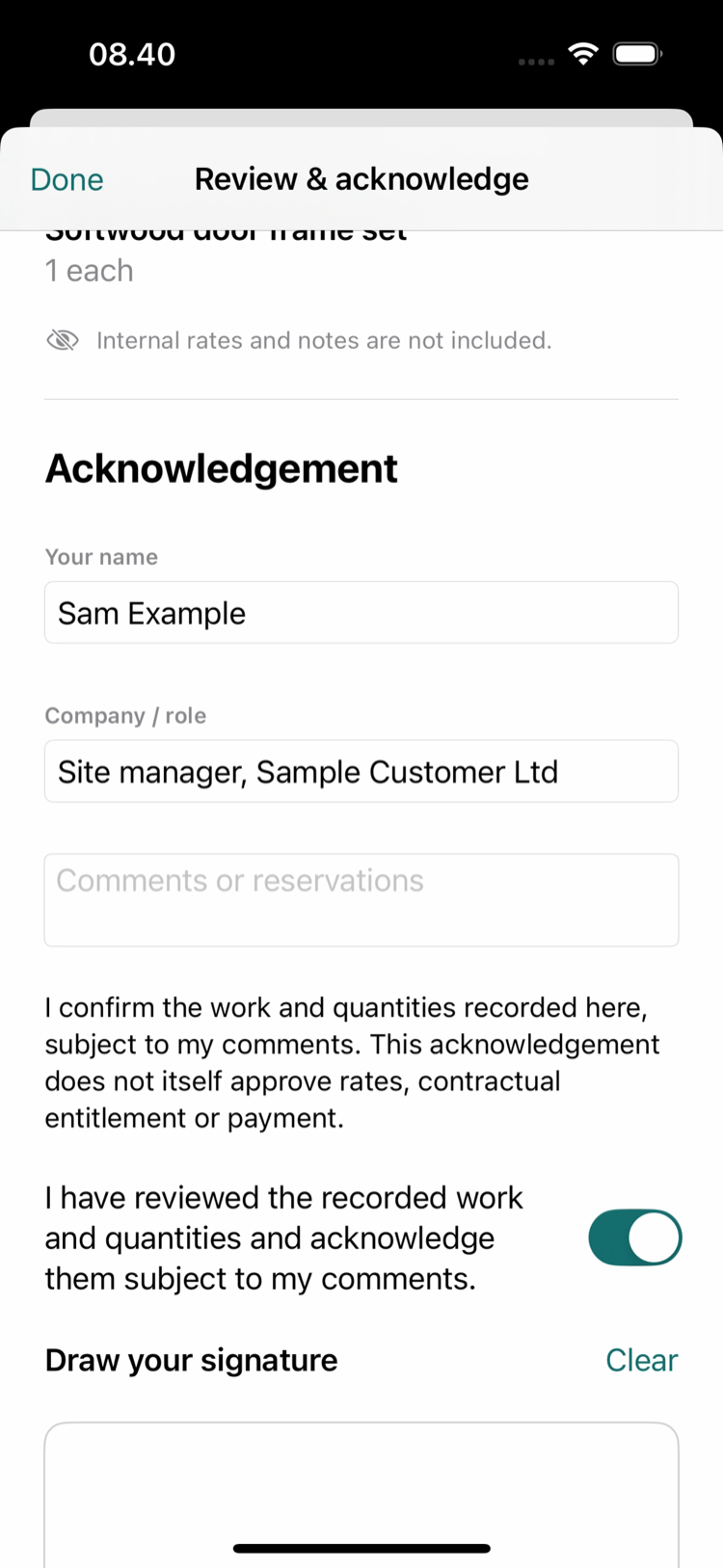 Customer copy without prices